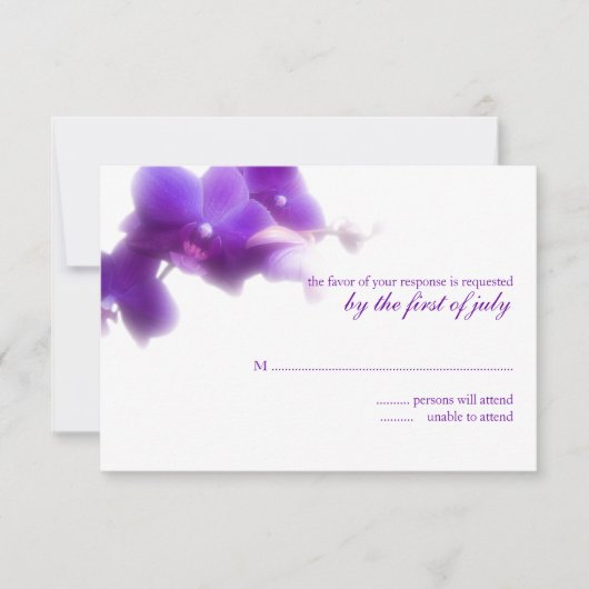 Lila Orchid-Antwortkarte RSVP Karte (Vorderseite)