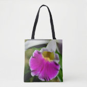 Lila Orchid-Blume-Center Tasche (Vorderseite)