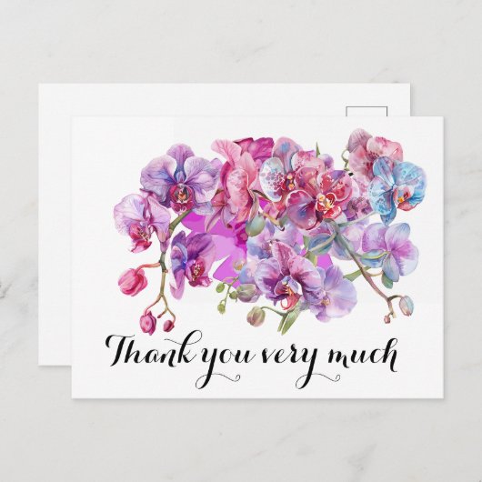 Lila orchid Blume danke Postkarte (Vorne/Hinten)