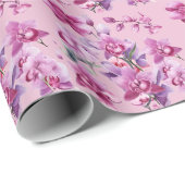 Lila Orchid-Blume Geschenkpapier (Rolleneckpunkt)