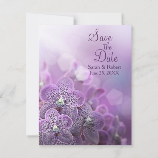 Lila Orchid-Blume Hochzeit speichern Sie das Datum Save The Date (Rückseite)