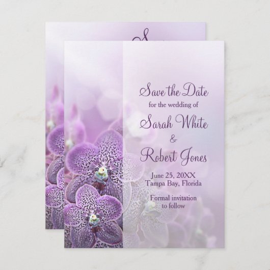 Lila Orchid-Blume Hochzeit speichern Sie das Datum Save The Date (Vorne/Hinten)