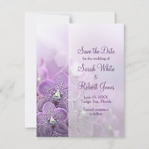 Lila Orchid-Blume Hochzeit speichern Sie das Datum Save The Date