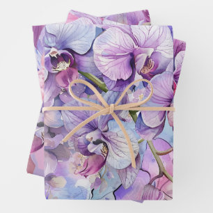 Lila Orchid-Blume-Wrapping-Papier Geschenkpapier Set