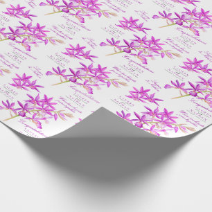 Lila orchid botanische Blume Aquarellhochzeit Geschenkpapier