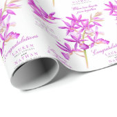 Lila orchid botanische Blume Aquarellhochzeit Geschenkpapier (Rolleneckpunkt)