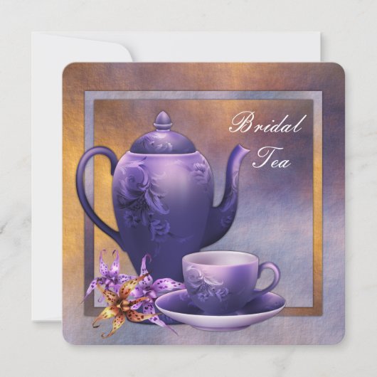 Lila Orchid Bridal Tea Einladung (Vorderseite)