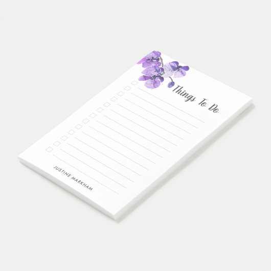 Lila Orchid, das Personalisiert zu führen ist Post-it Klebezettel (angewinkelt)