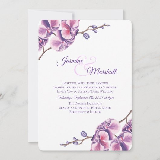 Lila Orchid Einladung (Vorderseite)