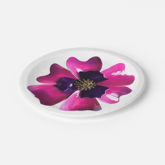 Lila Orchid Exotic Blume Sommergarten Hochzeit Pappteller (Schrägansicht)