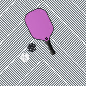 Lila Orchid-Funk und Schwarz-Modern-Monogramm Pickleball Schläger