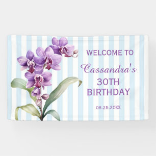 Lila orchid grüne Streifen Floral 30. Geburtstag Banner