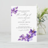 Lila Orchid-Hochzeit Einladung (Stehend Vorderseite)