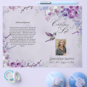Lila Orchid Hummingbird-Beerdigungsprogramm Flyer (Einzeln)