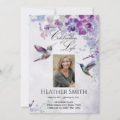 Lila Orchid Hummingbird Feier des Lebens Einladung (Vorderseite)