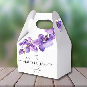 Lila Orchid in der Gastgeschenk Hochzeit mit weiße Geschenkschachtel