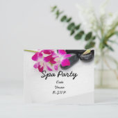 Lila Orchid mit Hot-Stone-Wellness-Center-Party Ei Postkarte (Stehend Vorderseite)