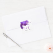 Lila Orchid Mit Monogramm Hochzeitsticker Quadratischer Aufkleber (Umschlag)