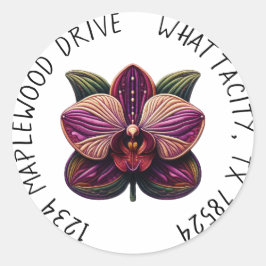 Lila Orchid mit Rücksendeadresse Runder Aufkleber