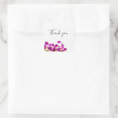 Lila Orchid mit Stein auf Weiß danke Quadratischer Aufkleber (Tasche)