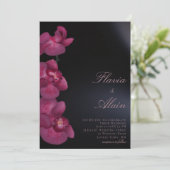 Lila Orchid Moody Dark Calligraphy Chic Wedding Einladung (Stehend Vorderseite)