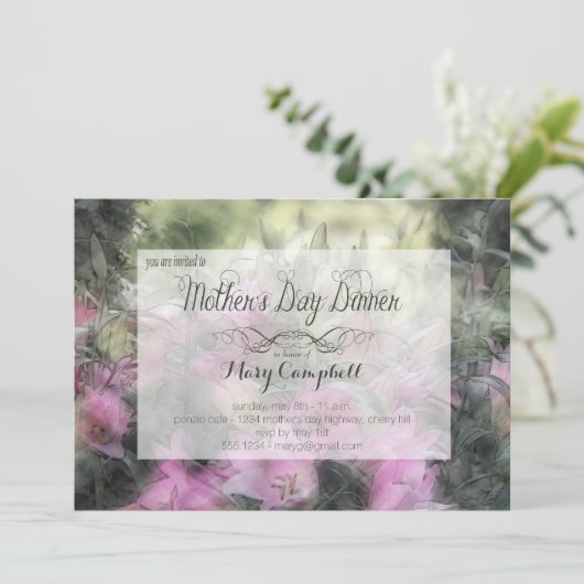 Lila Orchid Muttertagessen Einladung (Stehend Vorderseite)