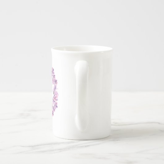 Lila Orchid-personalisiertes Teacup Porzellantasse (Rückseite)
