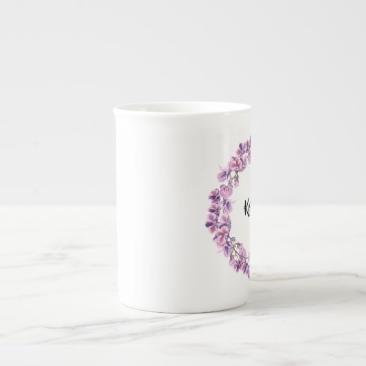 Lila Orchid-personalisiertes Teacup Porzellantasse (Vorderseite)