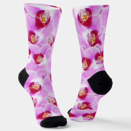 Lila Orchid Random Muster Blumenfotografie Socken (Gewinkelt)