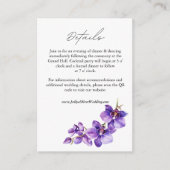 Lila Orchid-Skripte Hochzeitsdetails QR Begleitkarte (Vorderseite)