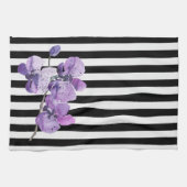 Lila Orchid Streifen Wasserfarben Blume Geschirrtuch (Horizontal)