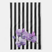 Lila Orchid Streifen Wasserfarben Blume Geschirrtuch (Vertikal)