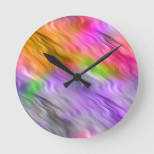 Lila Orchid Wavy Textur Runde Wanduhr