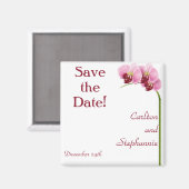 Lila Orchid Wedding Magnet Gefallen (Vorderseite/Rückseite)