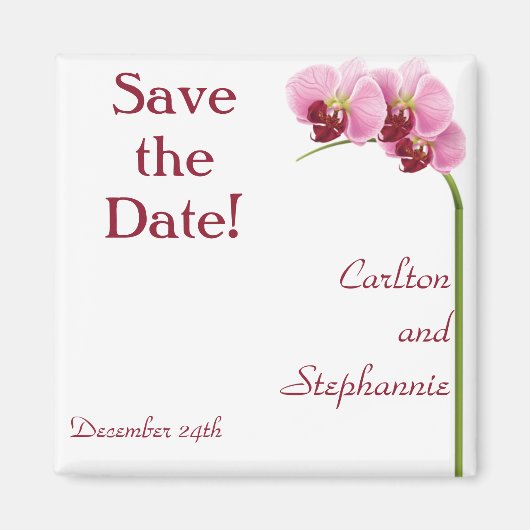Lila Orchid Wedding Magnet Gefallen (Vorne)