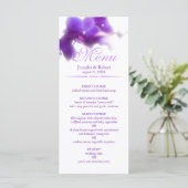 Lila Orchid Wedding Menu Menükarte (Stehend Vorderseite)