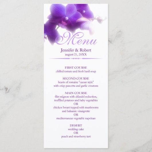Lila Orchid Wedding Menu Menükarte (Vorderseite)