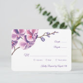Lila Orchid Wedding RSVP Karte (Stehend Vorderseite)