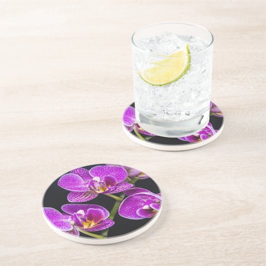 Lila Orchidee Getränkeuntersetzer (Seite)