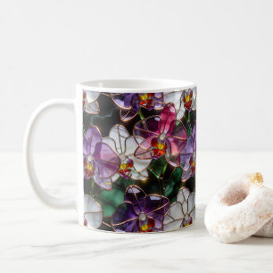 Lila Orchidee Glasmosaik Blumenmuster Kaffeetasse