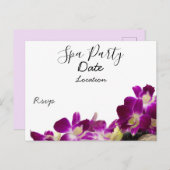 Lila Orchidee mit schwarzem Wellness-Center Party Postkarte (Vorne/Hinten)