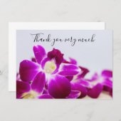 Lila Orchidee mit Stein auf weißem Grund Dankeskarte (Vorne/Hinten)