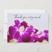 Lila Orchidee mit Stein auf weißem Grund Dankeskarte (Vorderseite)