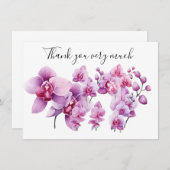 Lila Orchidee mit Stein auf weißem Grund Dankeskarte (Vorne/Hinten)