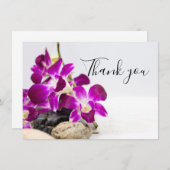 Lila Orchidee mit weißem Hintergrund Dankeskarte (Vorne/Hinten)