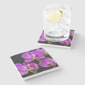 Lila Orchidee Steinuntersetzer (Seitenansicht)