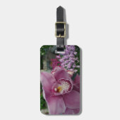 Lila Orchidee und Gartenfarben Gepäckanhänger (Vorderseite vertikal)