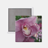 Lila Orchidee und Gartenfarben Magnet (Vorderseite/Rückseite)