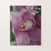 Lila Orchidee und Gartenfarben Puzzle (Vertikal)