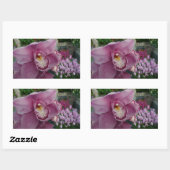 Lila Orchidee und Gartenfarben Rechteckiger Aufkleber (Blatt)